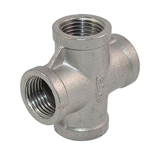 SuperWhole 1/2" Thread 4 Way Female Cross Coupling Connector SS 304 Pipe Fitting NPT NEW