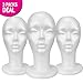 STUDIO LIMITED 11.4-Inch Styrofoam Mannequin Head (3 Pack) - White Foam Wig Stand for Wigs, Hats, Masks, Hairpieces, Arts, Crafts, DIY Projects, Salon Display, and Travel Use