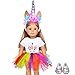 ebuddy 4pc Dolls Unicorn Clothes Includs Jumpsuit,Headband, Tutu, Shoes for 18 inch Dolls