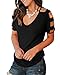 Jescakoo Womens T Shirts Short Sleeve Rayon Tops for Women Cute Tops Black XL