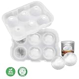 VOGEK Sphere Ball Maker Tray Clear Round Silicone Lid for Chilling Burbon Whiskey, Cocktails, Vodka, Leak Free Ice Molds, 2 Inch 6