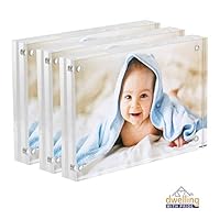 Dwelling With Pride Acrylic Picture Frame Set of 3-4x6 Inch - Acrylic Photo Frame - Collage Stand for Family Photographs - Clear Picture Frames for Office Desk & Side Table - Wedding Table Décor