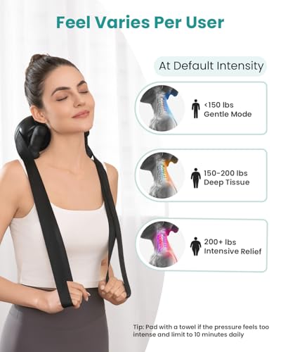 Nekteck Masajeador de cuello inalámbrico, masajeador Shiatsu de cuello y espalda con calor, almohada de masaje de tejido profundo 6D para aliviar el dolor de cuello y hombros, regalo ideal para hombres y mujeres.