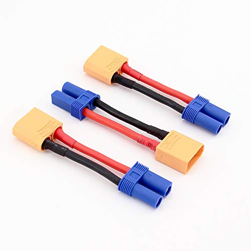 3pcs Female EC5 to XT90 / XT-90 Male Connector Adapter Cable with 12awg 5cm(BDHI-68)