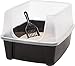 IRIS USA Large Cat Litter Box with Scoop, Open Top Cat Litter Pan, Black