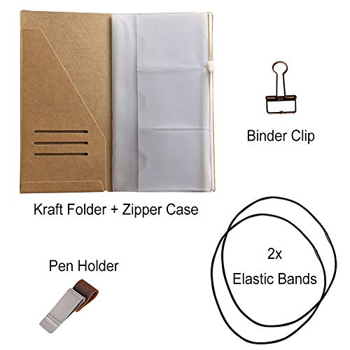 Travelers Notebook Accessories Kit Kraft File Folder, Zipper Case