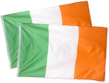 Robelli Ireland Eire St Patrick's Day 3 x 5 ft Flag Decoration (Twin Pack), White