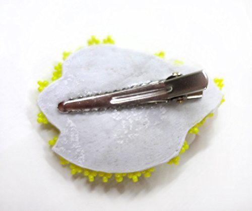 Spring Pastel Beaded Flower Hair Clip Alligator Fascinator in Yellow Green and Pink