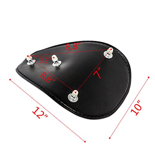 Senkauto Black Leather Solo Seat 3" Spring Mounting Bracket Kit For Harley Honda Yamaha Kawasaki Suzuki Sportster Bobber Chopper - Thumbnail 4