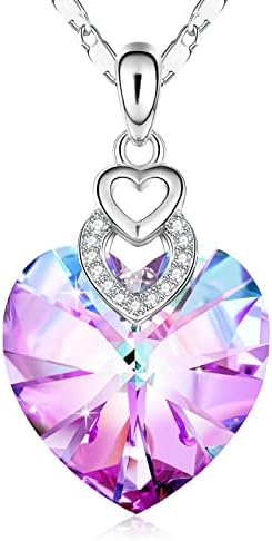 Purple Heart Necklace, Heart Crystal 
