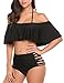 Avidlove Womens Two Piece Off Shoulder Swimsuits High Waisted Bikini Set Black, Black, Medium