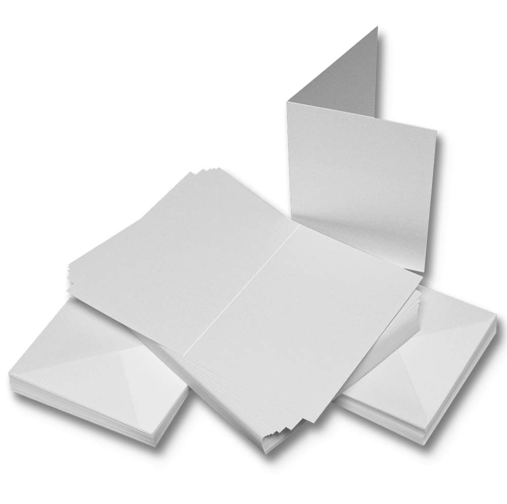 Craft UK W111 A6 Linen Card and Envelope Pack of 50 - White