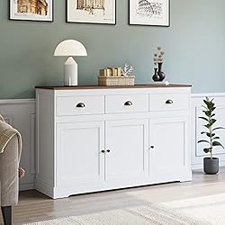Keyluv White Buffet Cabinet Storage Sideboard