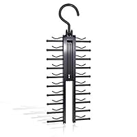 ClosetMate Tie Hanger Tie Rack Pack of 3 - Necktie Cross Hanger, Quality Non-Slip holds 20 Ties, Adjustable Criss-Cross Design - Black Tie Belt Rack Organizer Hanger Non-Slip With 360 Degree Rotation