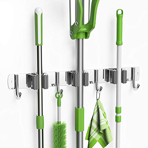 LETMY Broom Holder Wall Mount Stainless Steel Mop and Broom Hanger