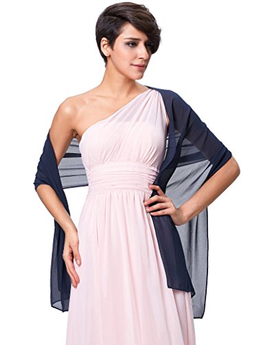 Solid Wedding Shawls Wraps Women's Evening Dress Scarves Dark Blue KK229