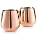 VonShef Double Walled Stemless Copper Wine Glass, Stainless Steel, Set of 2
