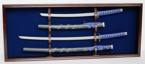 Martial Art/Samurai Sword Display Case Holder Wall Cabinet, Hold 2 sword, KCS08(BLUE)-MAH