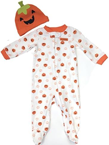 Just One Year 2-piece Jack-o-lantern Knit Cap and Sleeper (NB)