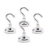 L-Fine Magnetic Hooks 40 Pound Strong Heavy Duty Refrigerator Neodymium Magnets Pull Power (4 Pack)
