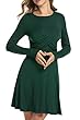 HOTOUCH Lady Round Neck Long Sleeve Shift Dress Black XL