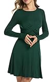 HOTOUCH Women's Casual Slimming Long Sleeve Crossover Mini Fit and Flare Dress