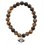 T. VICTORIA - Brown Natural Tiger Eye Evil Eye