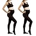Mod & Tone Maternity Microfiber Opaque Tights, Wide Waist Band (Q1/Q2, Black (2 Pack))