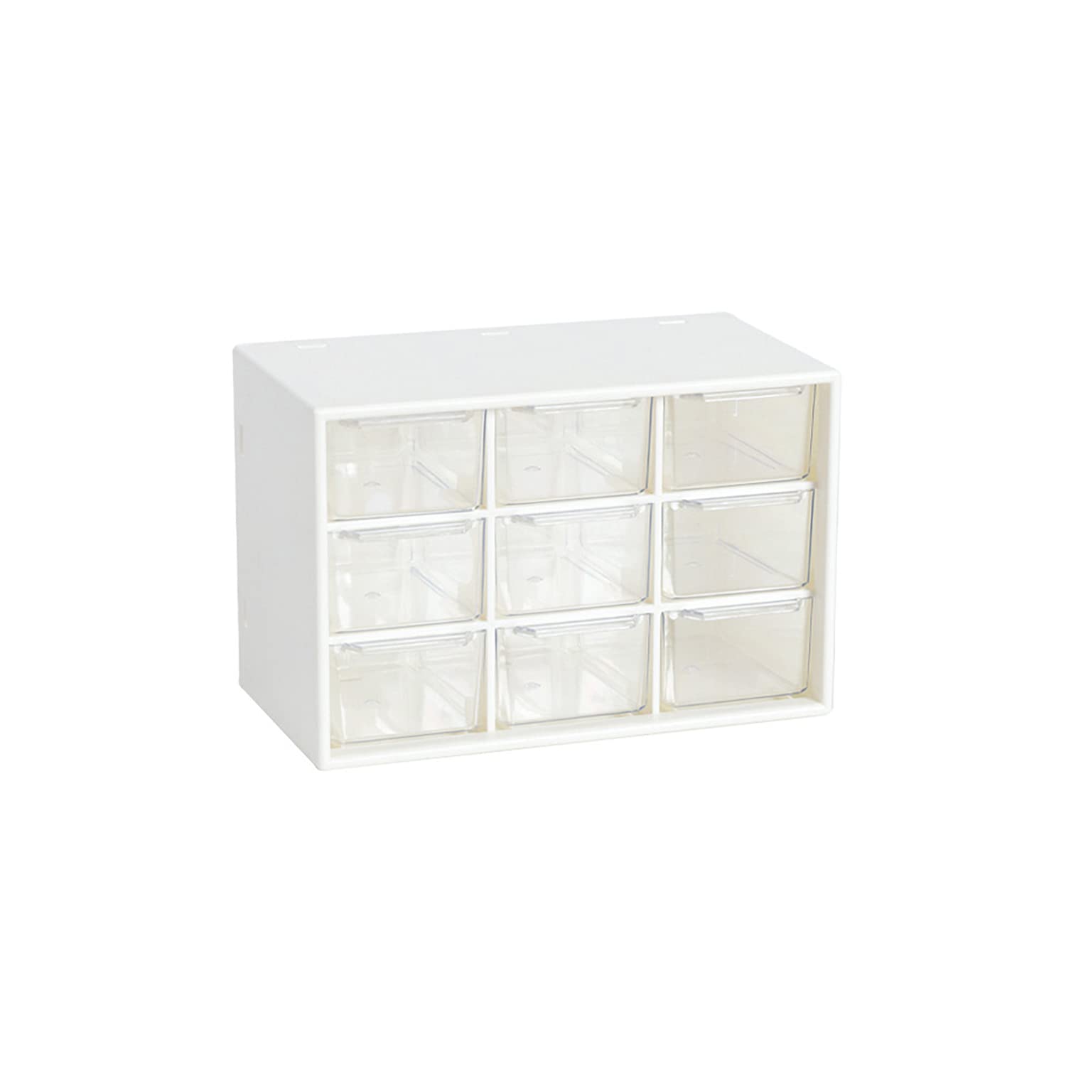 Small Plastic Organiser with Transparent Drawer, 3 Layer 9 Drawers Makeup Organizer Cosmetic Storage Boxes, Suitable to Store Cosmetics Jewelry All Kinds Of items For Kitchen, Bedroom, Dorm, White