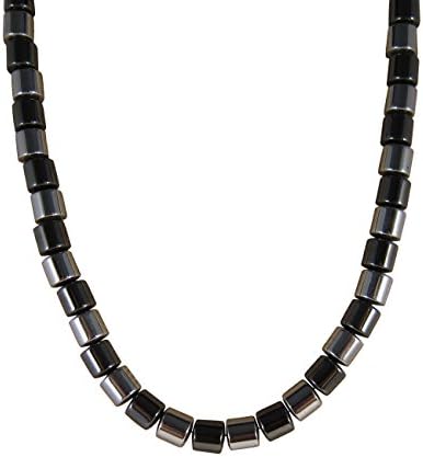Zen Canyon Magnet Health Therapy Magnetic Two-tone Hematite Large Heavy Metal Cylinder Necklace, 18"
