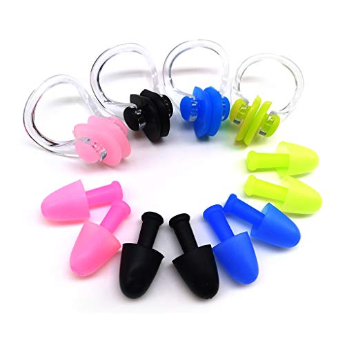 Zooshine Set of 4 Waterproof Swimming Earplugs Nose Plug Clips for Adults Kids,Protect Your Ears Nose Swimming