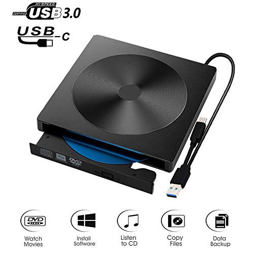 External CD DVD Drive, USB C Writer Type C USB 3.0 CD DVD RAM Burner Combo High Speed Re-Writer for Laptop Notebook PC Desktop Computer (Black)