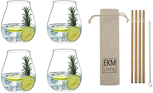 RIEDEL 5414/67 Gin Tonic Gläser Set 4 Stück, Cocktailglas, Wassergläser + Gratis RKM Living Edelstahl Trinkhalme Kupfer