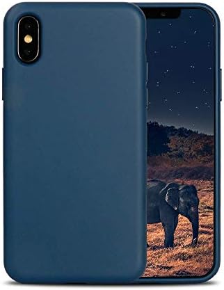 Silicone Rubber iPhone X/Xs Case with Microfiber Cloth Lining Slim Full Protection Case for iPhone X iPhone Xs (Midnight Blue)