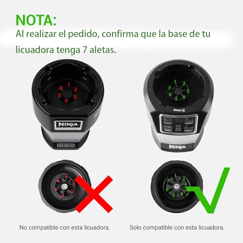 JDF3CISH Compatible Piezas de aspas licuadora ninja, compatibles con Nutri Ninja Foodi Power Blender SS101 SS351 SS401 SS151 SS300 SS350 SS351TGT CO351B SS100 SS101C, Con juntas de Goma de Repuesto