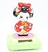 Red Standing Geisha Green Base Solar Powered Japanese Kimono Girl Car Bobble Head Doll Toy Home Decor Figurine Birthday Blessing Gift US Seller