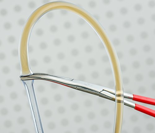 SE 664FSI Self Locking Curved Forceps with Insulated Handles, 6-1/4", Red