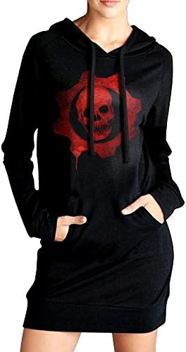 Women Gears Of War Logo Long Sleeve Sweatshirt Pockets Hoodie Dress