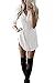 Neo-wows Women's Long Sleeve Solid Loose Cotton Straight Office Dress Size S White