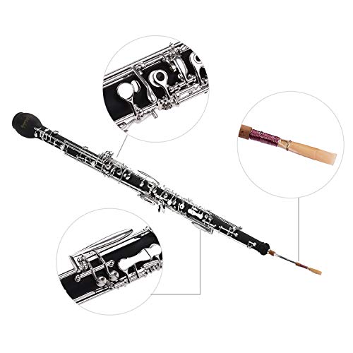 English Horn Alto Oboe,Muslady English Horn Alto Oboe F Key Synthetic Wood Body with Reed Gloves Cleaning Cloth Case Carry Mini Screwdriver