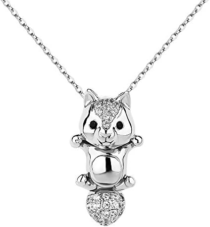 Morsca Sterling Silver 925 My Little Squirrel Pendant Necklace Girls Jewelry Gifts