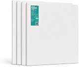 EXERZ 60x60cm Pre-Stretched Canvas 4 Pack 1.7cm 280GSM Cotton Triple Primed