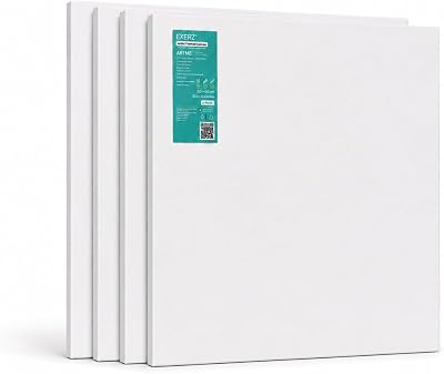 EXERZ 60x60cm Pre-Stretched Canvas 4 Pack 1.7cm 280GSM Cotton Triple Primed