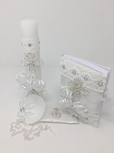 Baptism candle cristal cross details