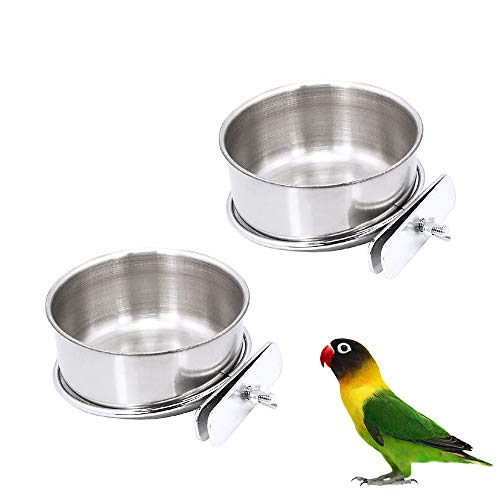 2 Pack Bird Cage Food Water Dispenser Parrot Food Dish Bird Feeder Cup for Cage, Stainless Steel Bird Food Holder Container for Parrot Macaws Ferret Parakeet Cockatiel Budgerigar 2 Pack Bird Cage Food Water Dispenser Parrot Food Dish Bird Feeder Cup for Cage, Stainless Steel Bird Food Holder Container for Parrot Macaws Ferret Parakeet Cockatiel Budgerigar