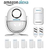 BIBENE WIFI Home Security Alarm System DIY KIT with Easy App, 2-in-1 PIR Main Panel,0-120dB, 3Modes for IOS Android Smartphone with Alexa Echo Control PIR Motion Sensor,Door/window Contact Sensor