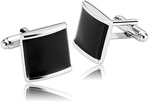 MoAndy Stainless Steel Cuff Links for Mens Shirt Square Cube Sugar Black