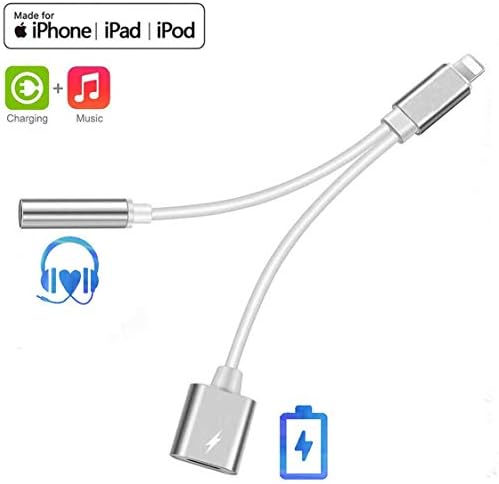 for iPhone 3.5mm Headphone Jack Adapter for iPhone Dongle for iPhone 8/8 Plus / 7/7 Plus/Xs/Xs Max/XR Aux Adapter 2 in 1 Accessories Splitter Adaptor Charger Cables & Audio Connector Support All iOS