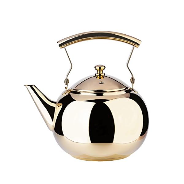 2 Liter Tea Pot Gold Pot with Infuser for Loose Tea Stainless Steel