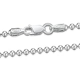 Amberta 925 Sterling Silver 2 mm Ball Chain Necklace 16